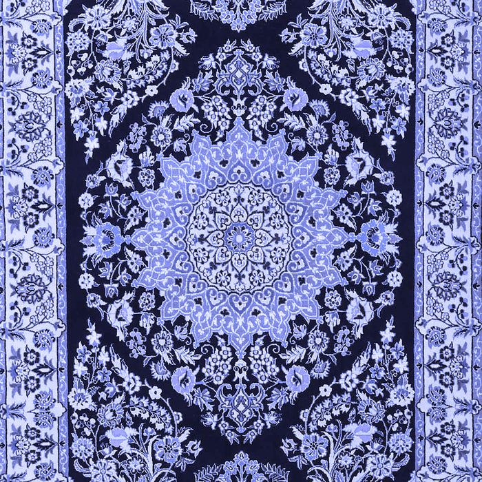 Machine Washable Medallion Blue Traditional Rug, wshtr1702blu