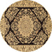 Round Medallion Brown Traditional Rug, tr1702brn