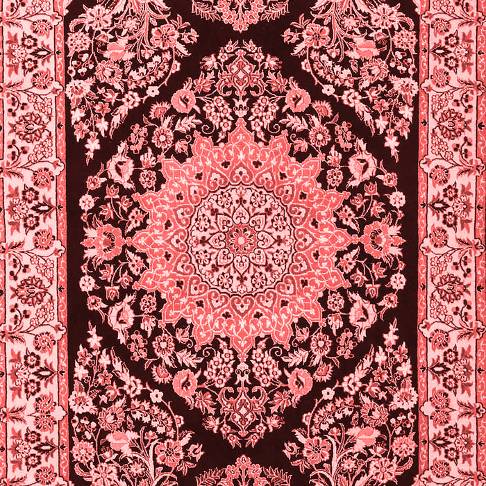 Machine Washable Medallion Red Traditional Rug, wshtr1702red