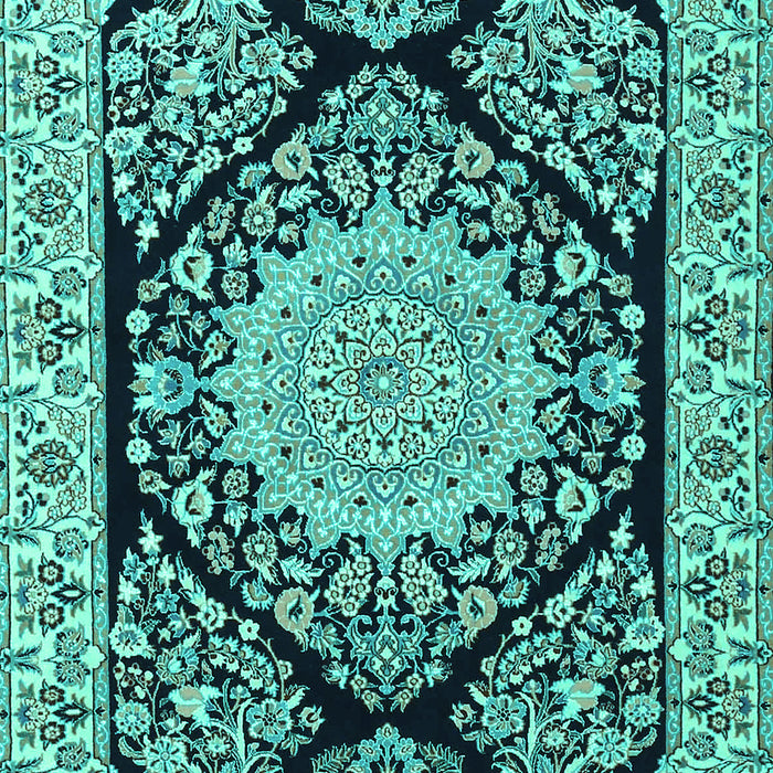 Machine Washable Medallion Turquoise Traditional Area Rugs, wshtr1702turq