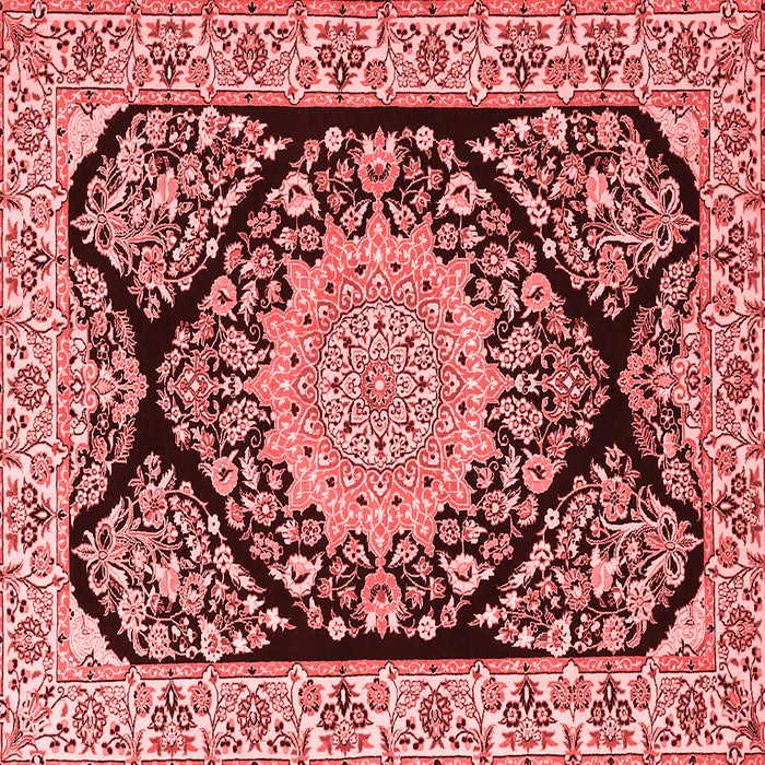 Machine Washable Medallion Red Traditional Rug, wshtr1702red