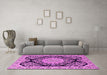 Machine Washable Medallion Pink Traditional Rug in a Living Room, wshtr1702pnk