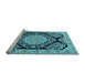 Sideview of Machine Washable Medallion Light Blue Traditional Rug, wshtr1702lblu