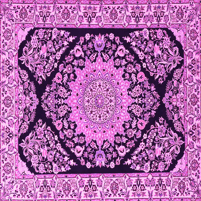 Square Machine Washable Medallion Pink Traditional Rug, wshtr1702pnk