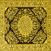 Square Medallion Yellow Traditional Rug, tr1702yw