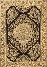 Medallion Brown Traditional Rug, tr1702brn