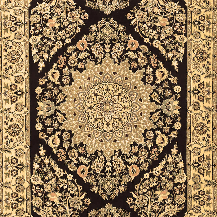 Machine Washable Medallion Brown Traditional Rug, wshtr1702brn