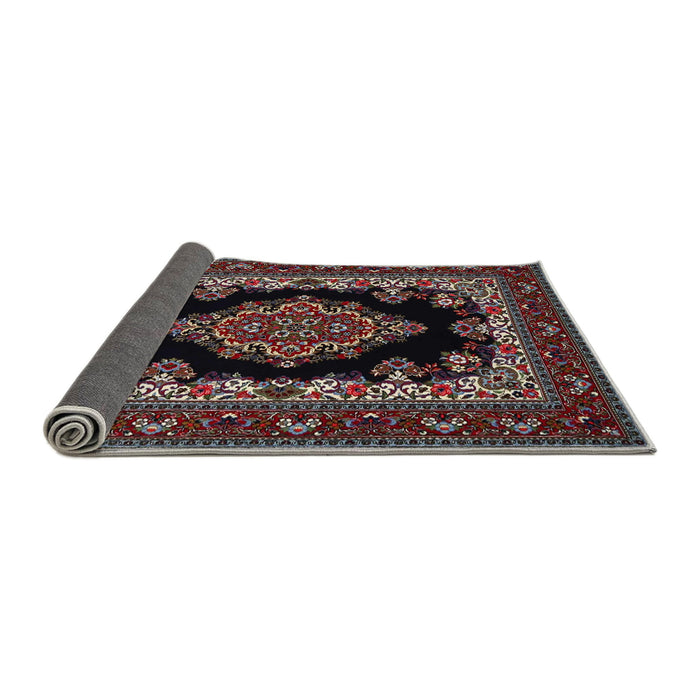 Sideview of Traditional Dark Scarlet Red Medallion Rug, tr1703