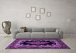 Machine Washable Medallion Purple Traditional Area Rugs in a Living Room, wshtr1703pur