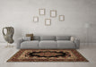 Machine Washable Medallion Brown Traditional Rug in a Living Room,, wshtr1703brn