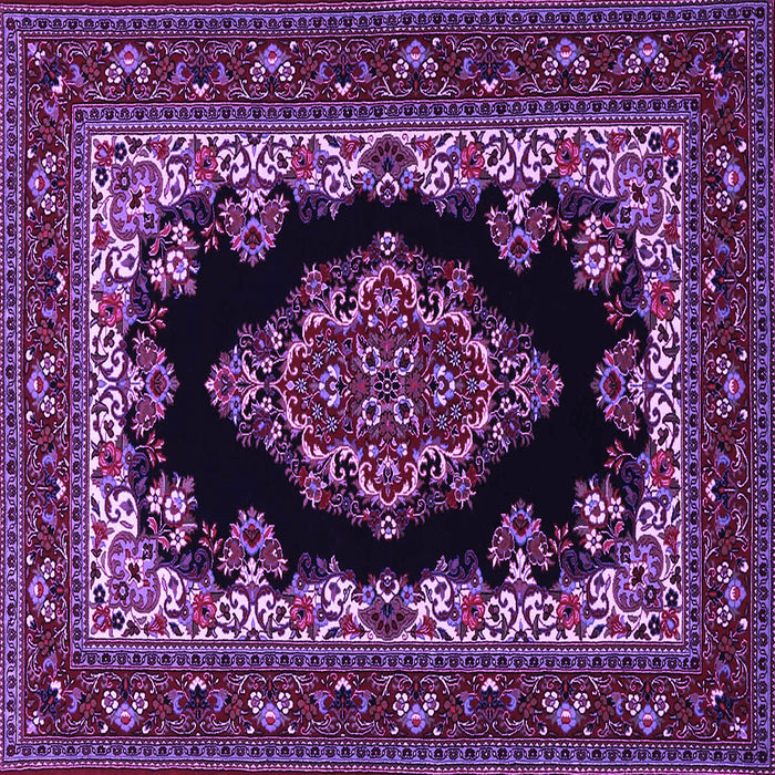 Square Machine Washable Medallion Purple Traditional Area Rugs, wshtr1703pur
