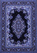 Machine Washable Medallion Blue Traditional Rug, wshtr1703blu