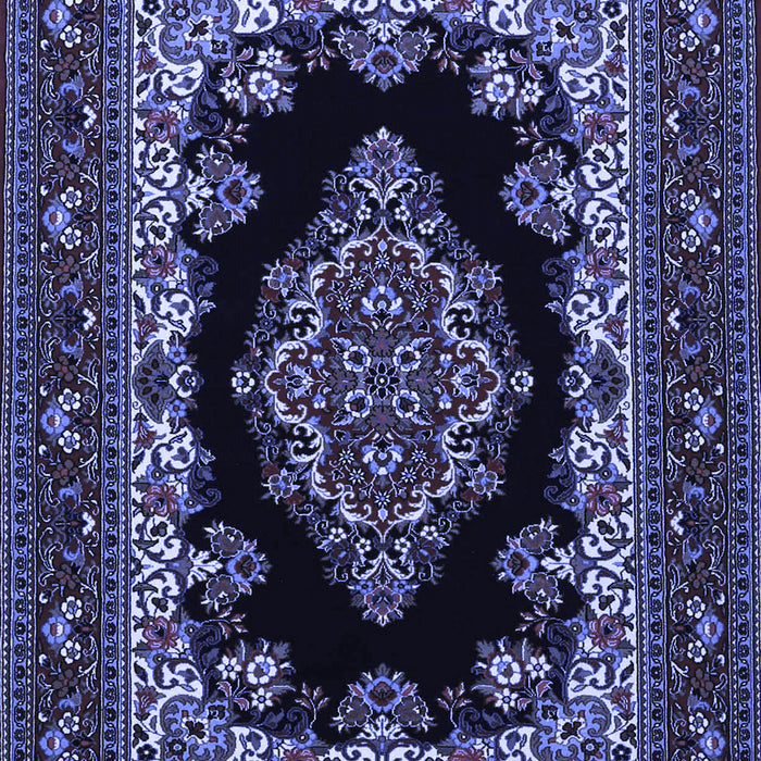 Machine Washable Medallion Blue Traditional Rug, wshtr1703blu