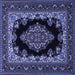 Square Medallion Blue Traditional Rug, tr1703blu