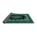 Sideview of Medallion Turquoise Traditional Rug, tr1703turq