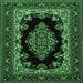 Square Medallion Emerald Green Traditional Rug, tr1703emgrn