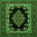 Serging Thickness of Medallion Green Traditional Rug, tr1703grn