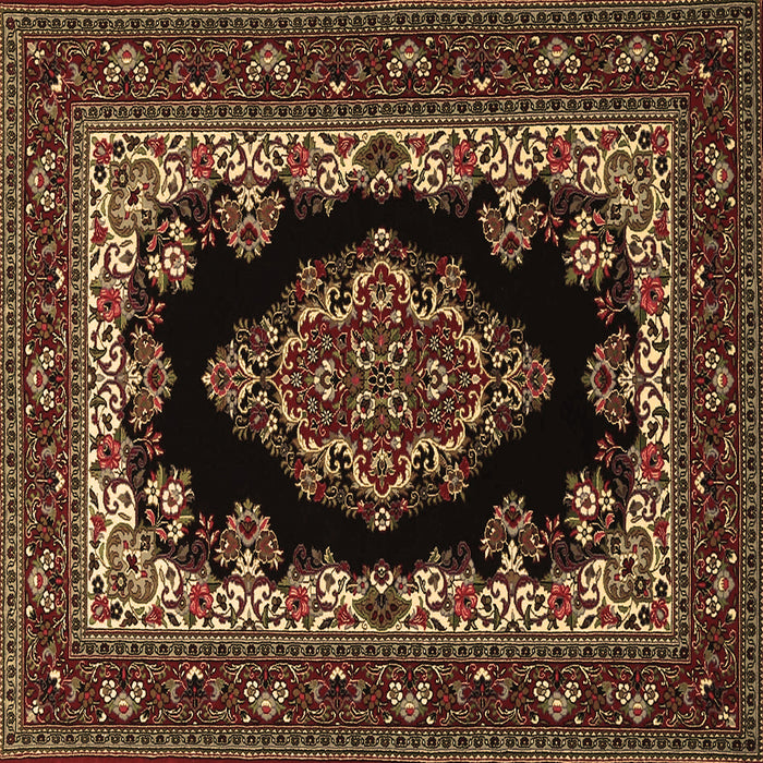 Square Machine Washable Medallion Brown Traditional Rug, wshtr1703brn