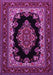 Machine Washable Medallion Pink Traditional Rug, wshtr1703pnk