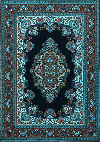 Medallion Light Blue Traditional Rug, tr1703lblu