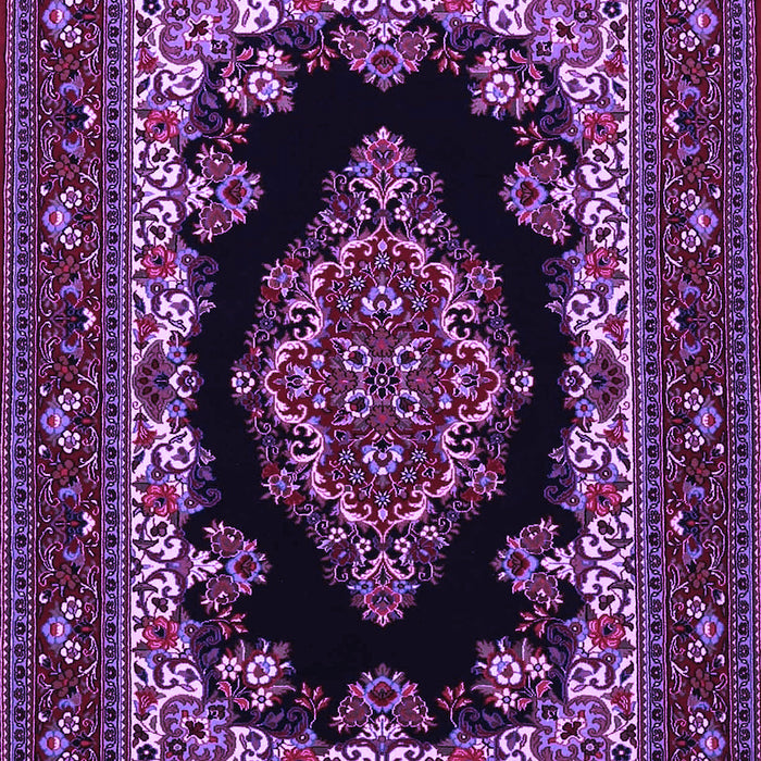 Machine Washable Medallion Purple Traditional Area Rugs, wshtr1703pur