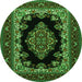 Square Medallion Green Traditional Rug, tr1703grn