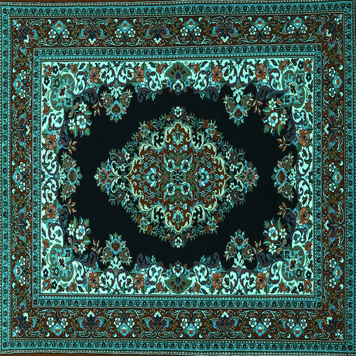 Square Medallion Turquoise Traditional Rug, tr1703turq