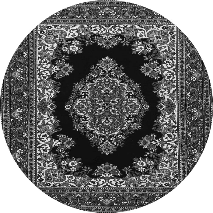 Machine Washable Medallion Gray Traditional Rug, wshtr1703gry