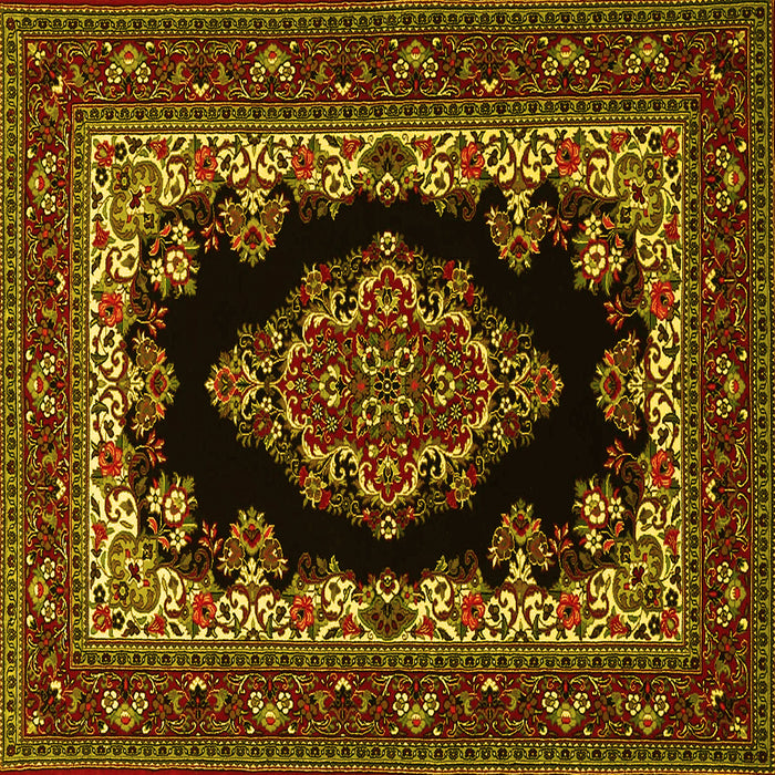 Square Medallion Yellow Traditional Rug, tr1703yw