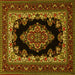 Square Medallion Yellow Traditional Rug, tr1703yw