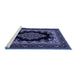 Sideview of Machine Washable Medallion Blue Traditional Rug, wshtr1703blu