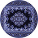 Round Medallion Blue Traditional Rug, tr1703blu