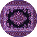 Round Medallion Purple Traditional Rug, tr1703pur