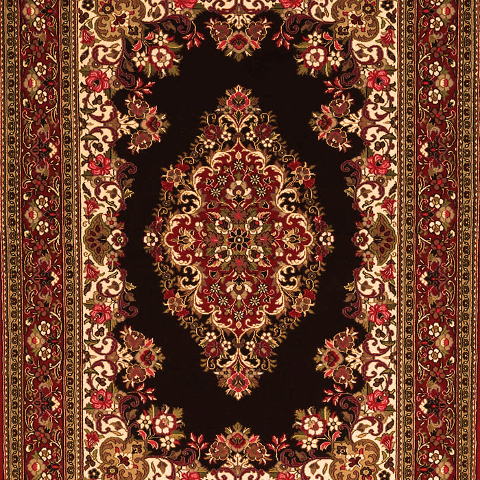 Serging Thickness of Machine Washable Medallion Orange Traditional Area Rugs, wshtr1703org