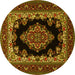 Round Medallion Yellow Traditional Rug, tr1703yw