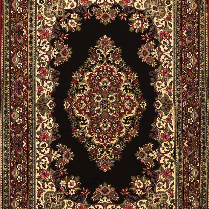 Machine Washable Medallion Brown Traditional Rug, wshtr1703brn