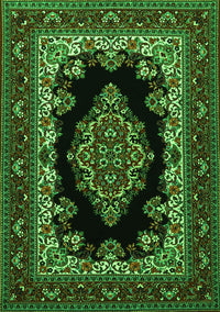 Medallion Green Traditional Rug, tr1703grn