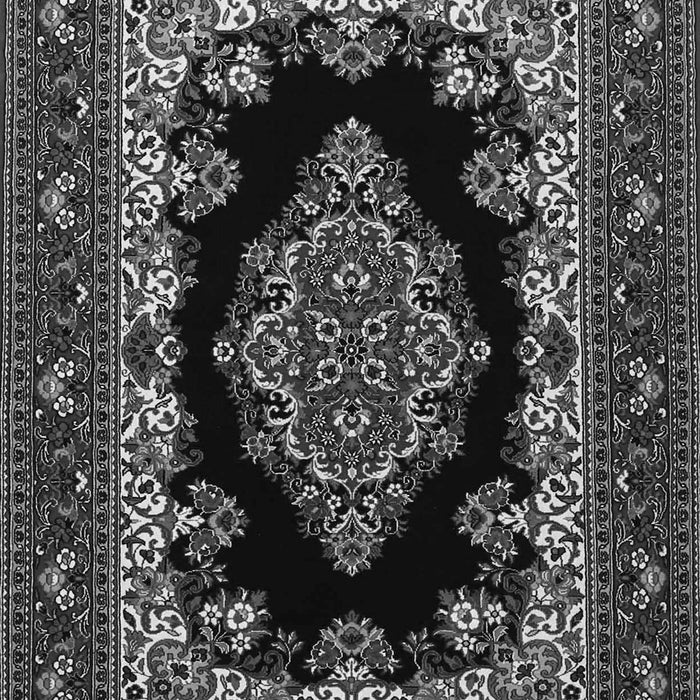 Serging Thickness of Machine Washable Medallion Gray Traditional Rug, wshtr1703gry