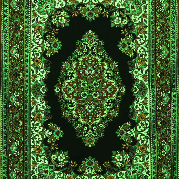 Serging Thickness of Machine Washable Medallion Green Traditional Area Rugs, wshtr1703grn