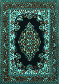 Medallion Turquoise Traditional Rug, tr1703turq