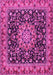 Machine Washable Medallion Pink Traditional Rug, wshtr1704pnk