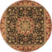 Round Medallion Brown Traditional Rug, tr1704brn