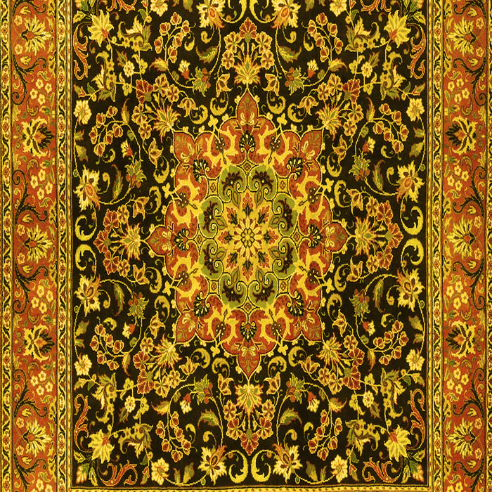 Machine Washable Medallion Yellow Traditional Rug, wshtr1704yw