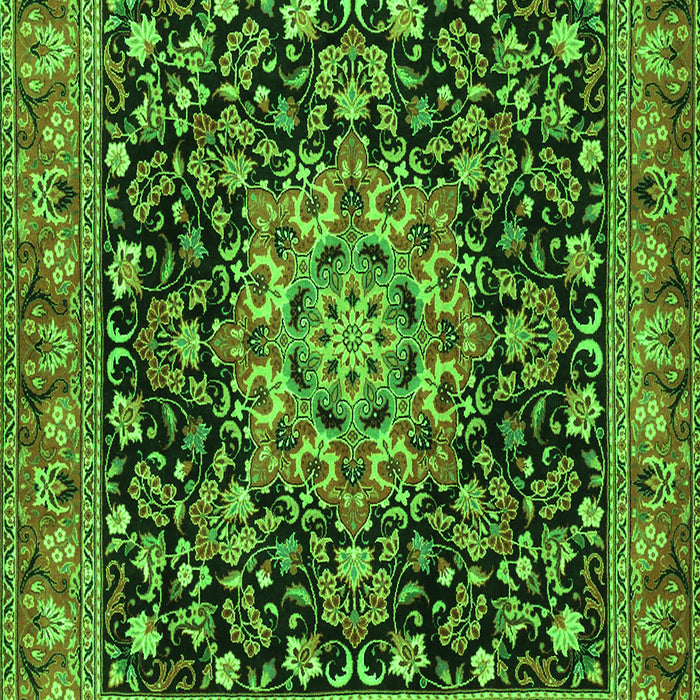 Serging Thickness of Machine Washable Medallion Green Traditional Area Rugs, wshtr1704grn