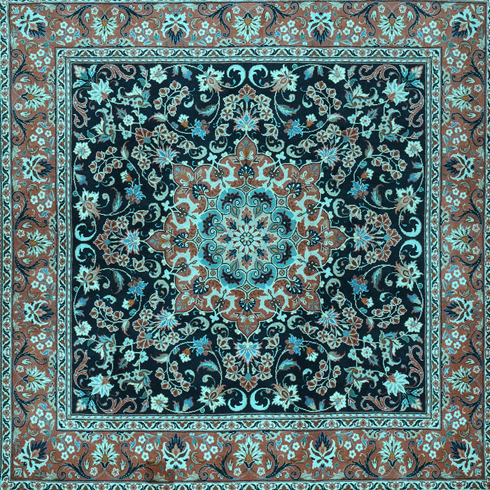 Square Medallion Light Blue Traditional Rug, tr1704lblu