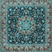 Square Medallion Light Blue Traditional Rug, tr1704lblu