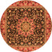 Square Medallion Orange Traditional Rug, tr1704org