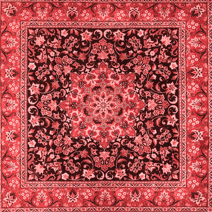 Machine Washable Medallion Red Traditional Rug, wshtr1704red