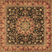 Square Machine Washable Medallion Brown Traditional Rug, wshtr1704brn