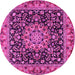 Round Medallion Pink Traditional Rug, tr1704pnk